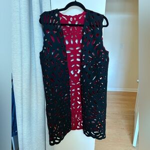 Elegant Black and Red Cutout vest